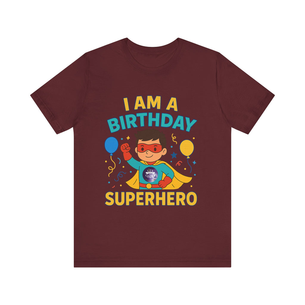 Unisex Boy Birthday Superhero Tee, Birthday T-Shirt, Gift for Superhero Fans, Unisex Jersey Shirt