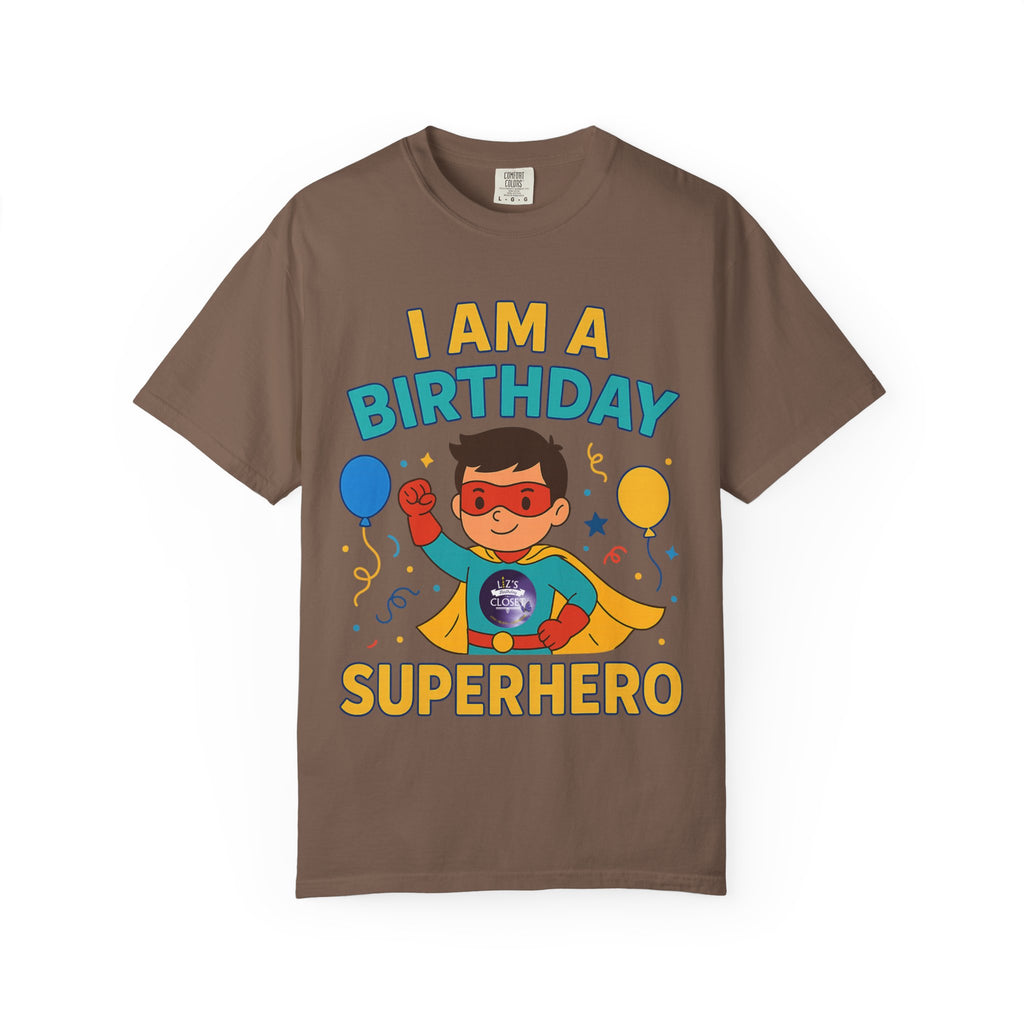 Superhero Birthday T-Shirt - Kids Birthday Party Gift, Celebration Clothes, Unisex Children Tee, Fun Theme Shirt, Comic Hero Apparel