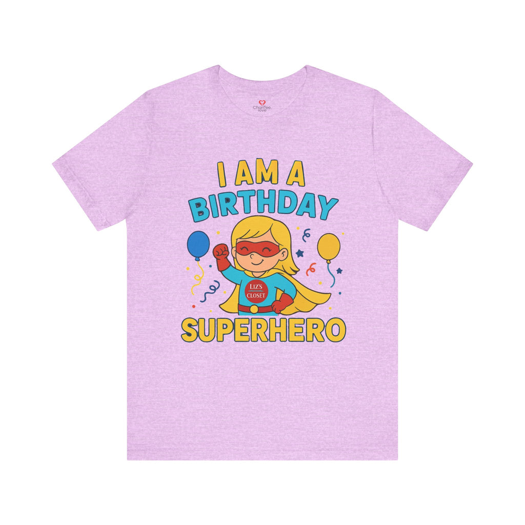 Unisex Birthday Girl Superhero Tee, Birthday Gift, Unisex Short Sleeve Shirt, Celebration Apparel