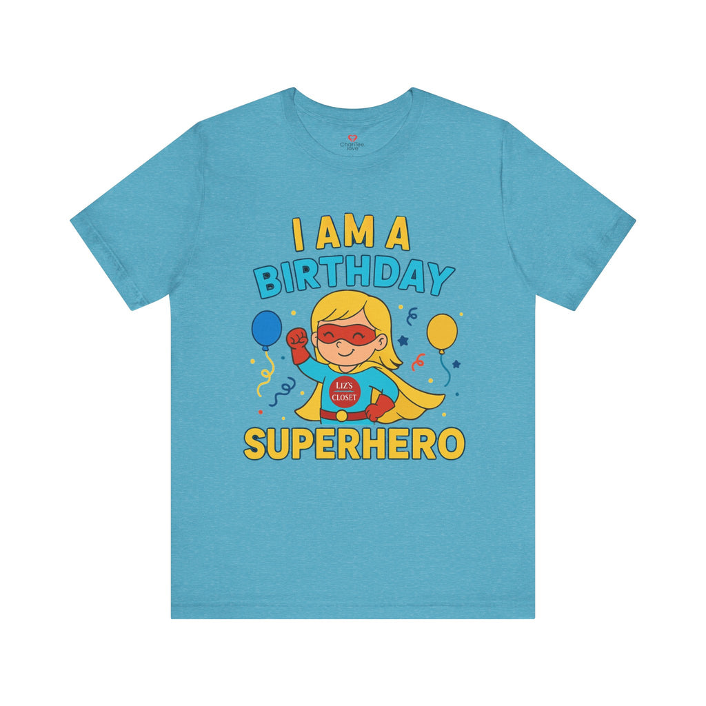 Unisex Birthday Girl Superhero Tee, Birthday Gift, Unisex Short Sleeve Shirt, Celebration Apparel
