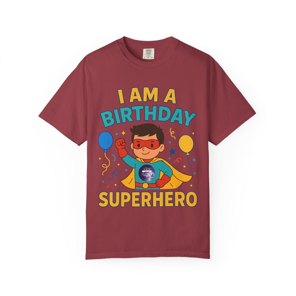Superhero Birthday T-Shirt - Kids Birthday Party Gift, Celebration Clothes, Unisex Children Tee, Fun Theme Shirt, Comic Hero Apparel