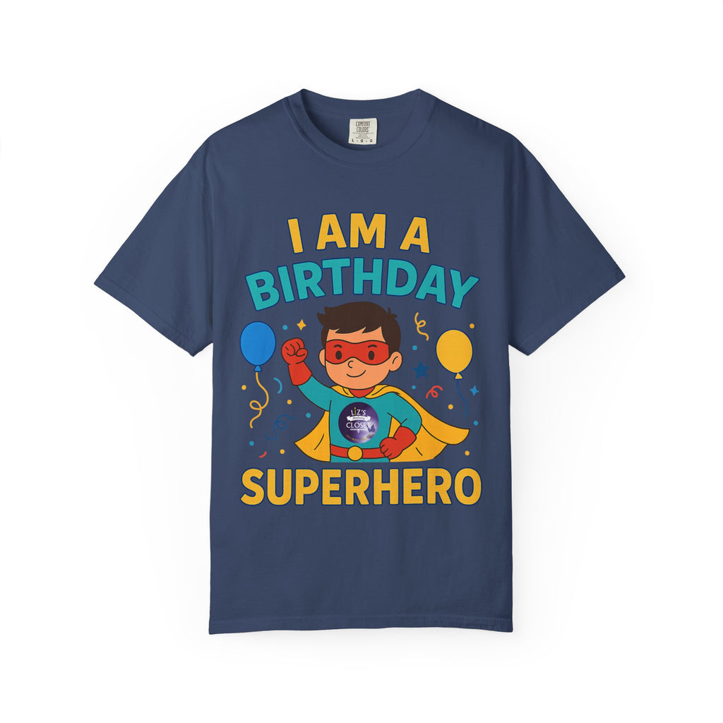 Superhero Birthday T-Shirt - Kids Birthday Party Gift, Celebration Clothes, Unisex Children Tee, Fun Theme Shirt, Comic Hero Apparel