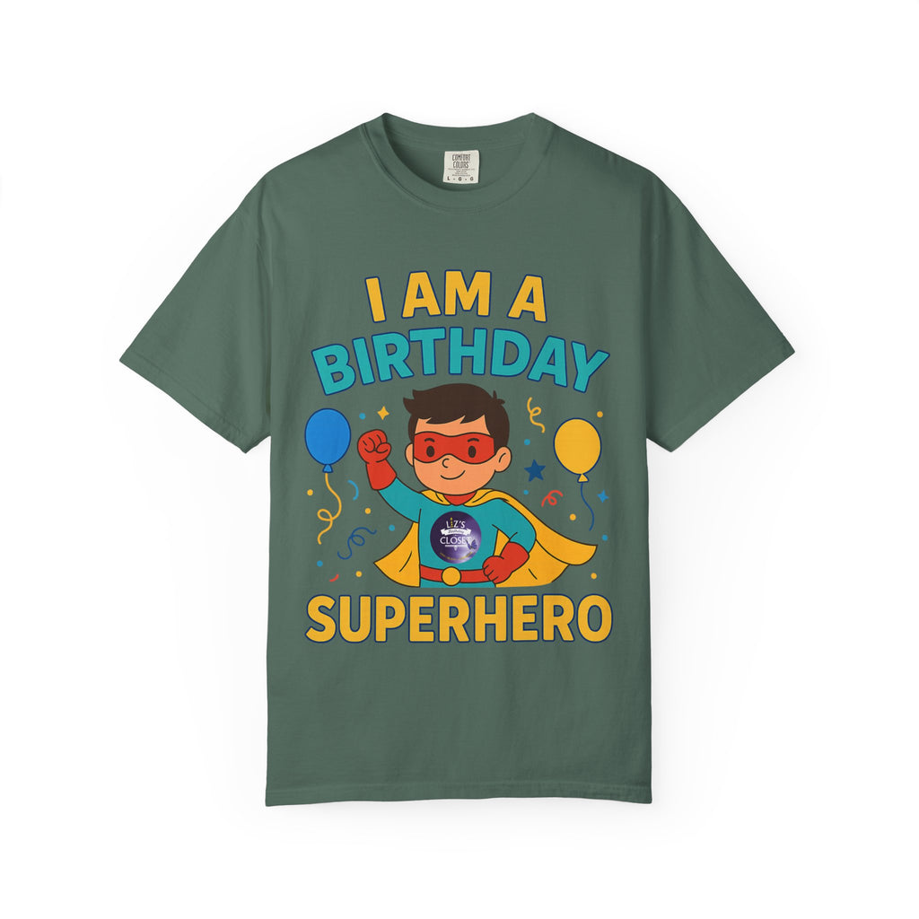 Superhero Birthday T-Shirt - Kids Birthday Party Gift, Celebration Clothes, Unisex Children Tee, Fun Theme Shirt, Comic Hero Apparel