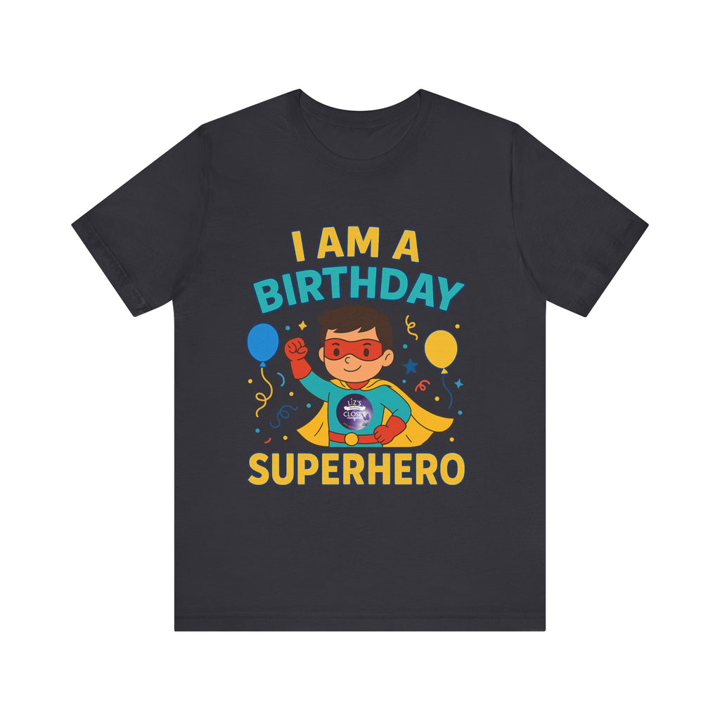 Unisex Boy Birthday Superhero Tee, Birthday T-Shirt, Gift for Superhero Fans, Unisex Jersey Shirt