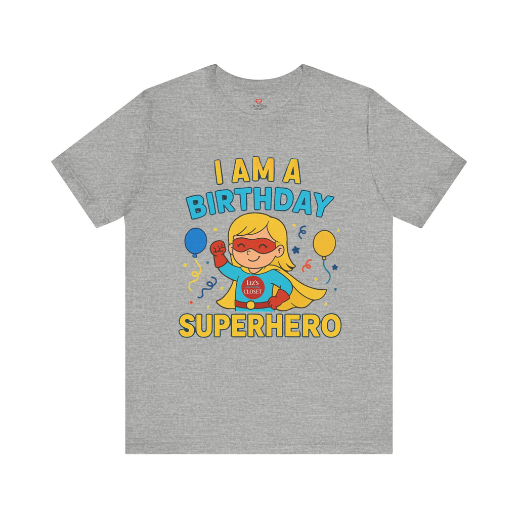Unisex Birthday Girl Superhero Tee, Birthday Gift, Unisex Short Sleeve Shirt, Celebration Apparel