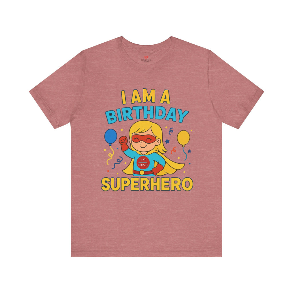 Unisex Birthday Girl Superhero Tee, Birthday Gift, Unisex Short Sleeve Shirt, Celebration Apparel