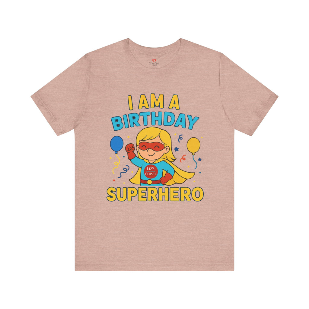 Unisex Birthday Girl Superhero Tee, Birthday Gift, Unisex Short Sleeve Shirt, Celebration Apparel