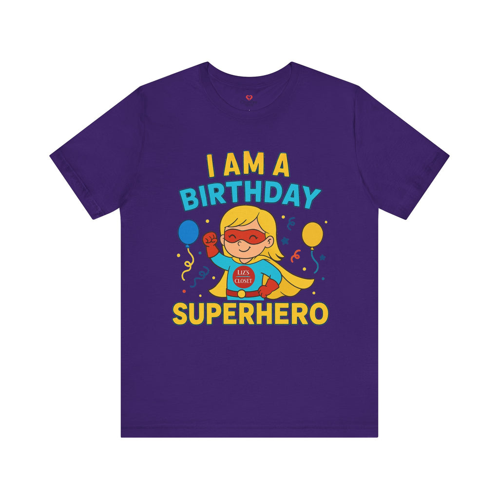 Unisex Birthday Girl Superhero Tee, Birthday Gift, Unisex Short Sleeve Shirt, Celebration Apparel