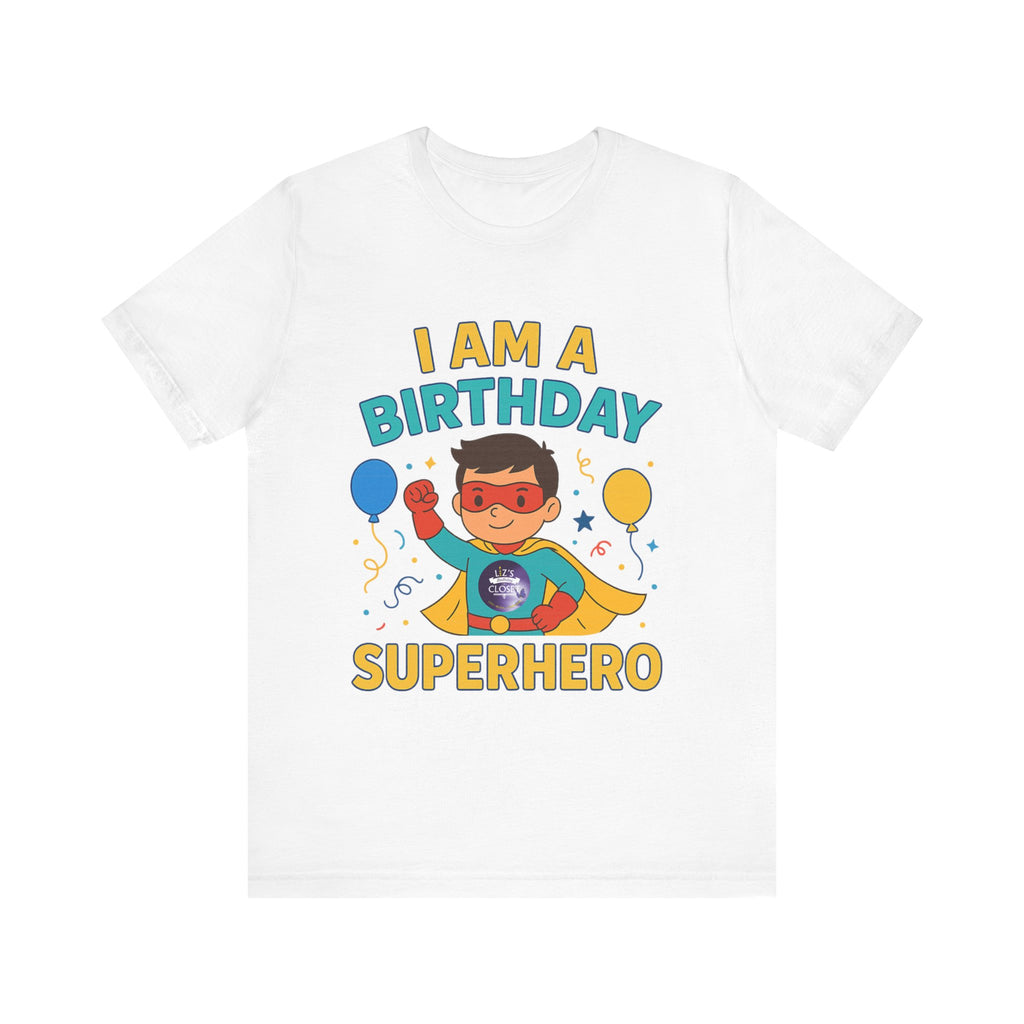Unisex Boy Birthday Superhero Tee, Birthday T-Shirt, Gift for Superhero Fans, Unisex Jersey Shirt