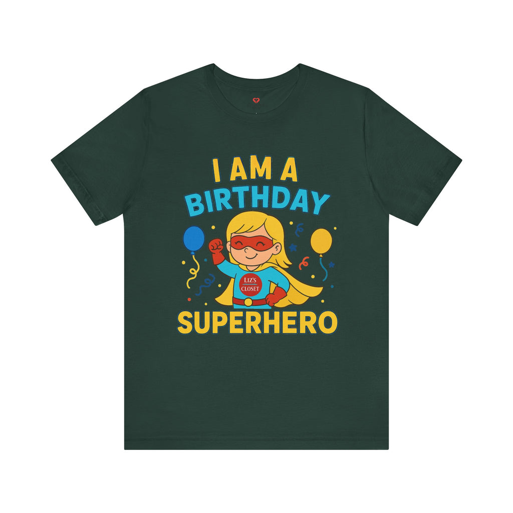 Unisex Birthday Girl Superhero Tee, Birthday Gift, Unisex Short Sleeve Shirt, Celebration Apparel
