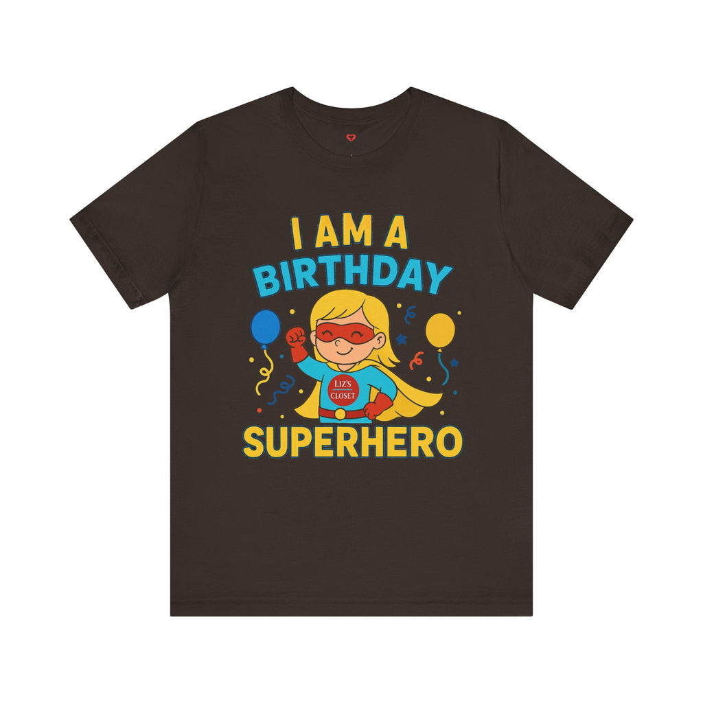 Unisex Birthday Girl Superhero Tee, Birthday Gift, Unisex Short Sleeve Shirt, Celebration Apparel