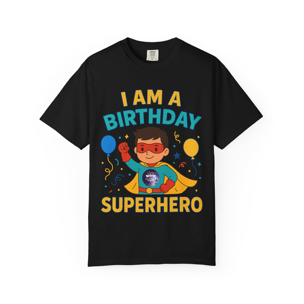 Superhero Birthday T-Shirt - Kids Birthday Party Gift, Celebration Clothes, Unisex Children Tee, Fun Theme Shirt, Comic Hero Apparel