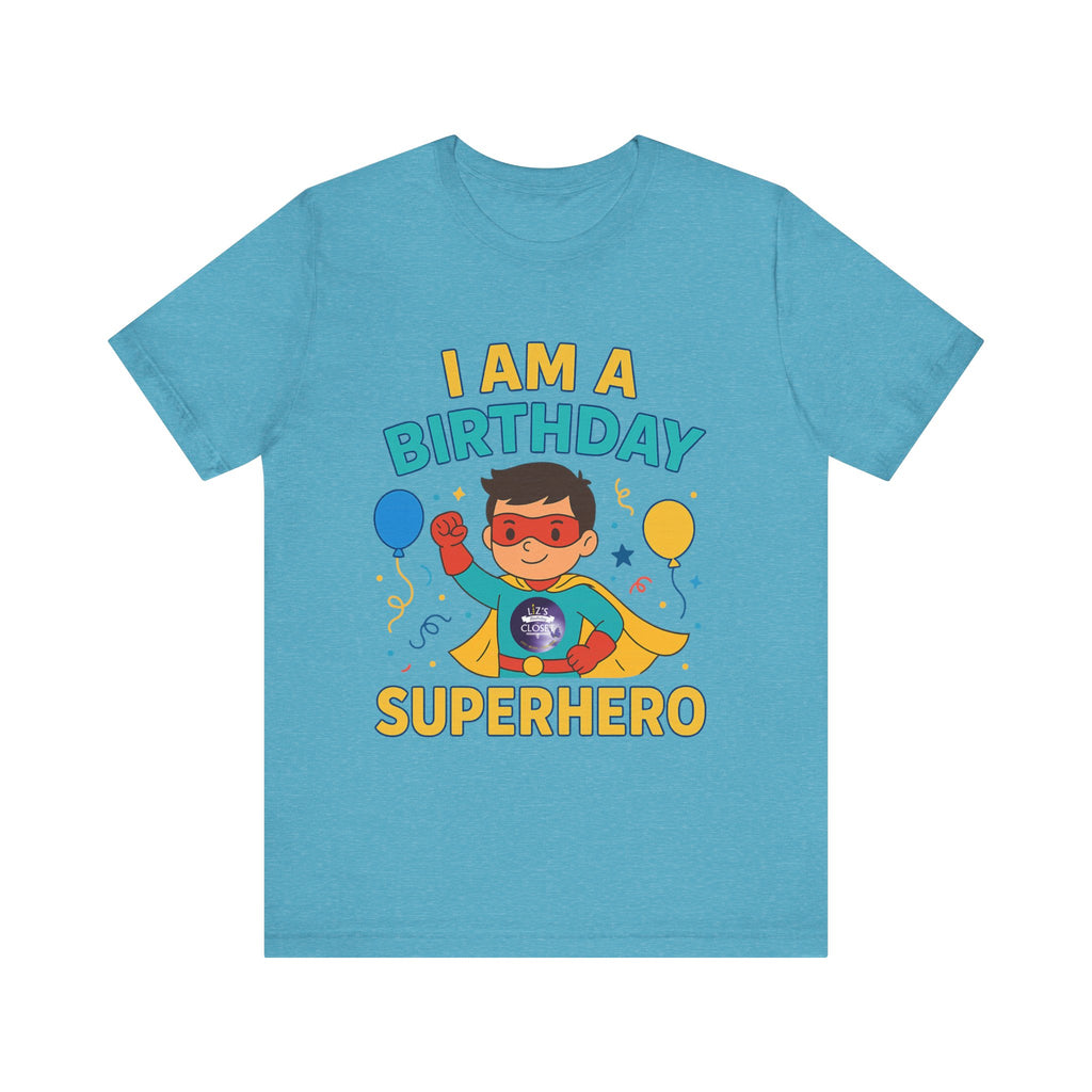 Unisex Boy Birthday Superhero Tee, Birthday T-Shirt, Gift for Superhero Fans, Unisex Jersey Shirt