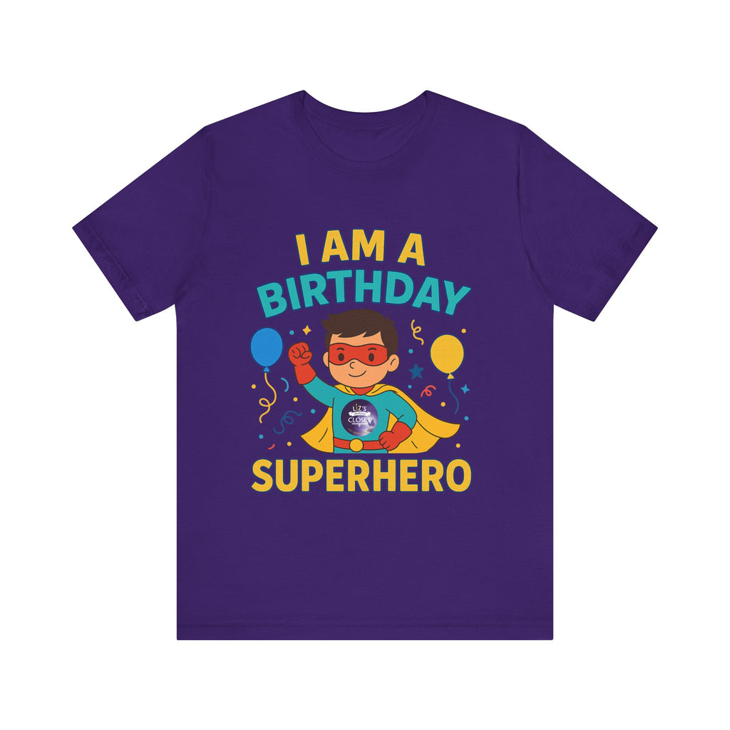Unisex Boy Birthday Superhero Tee, Birthday T-Shirt, Gift for Superhero Fans, Unisex Jersey Shirt