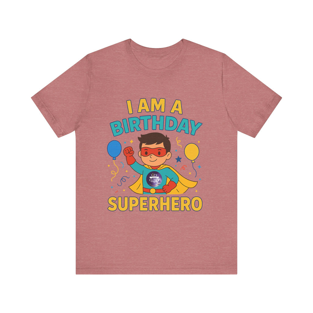 Unisex Boy Birthday Superhero Tee, Birthday T-Shirt, Gift for Superhero Fans, Unisex Jersey Shirt