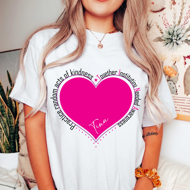 The Tina Pink Heart Short Sleeved T-Shirt